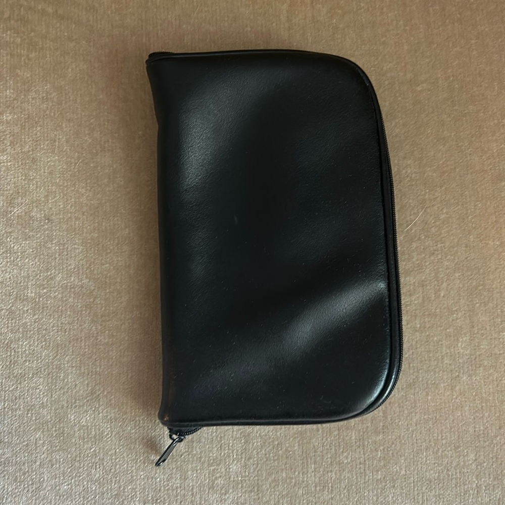 Black leather jewelry travel case
